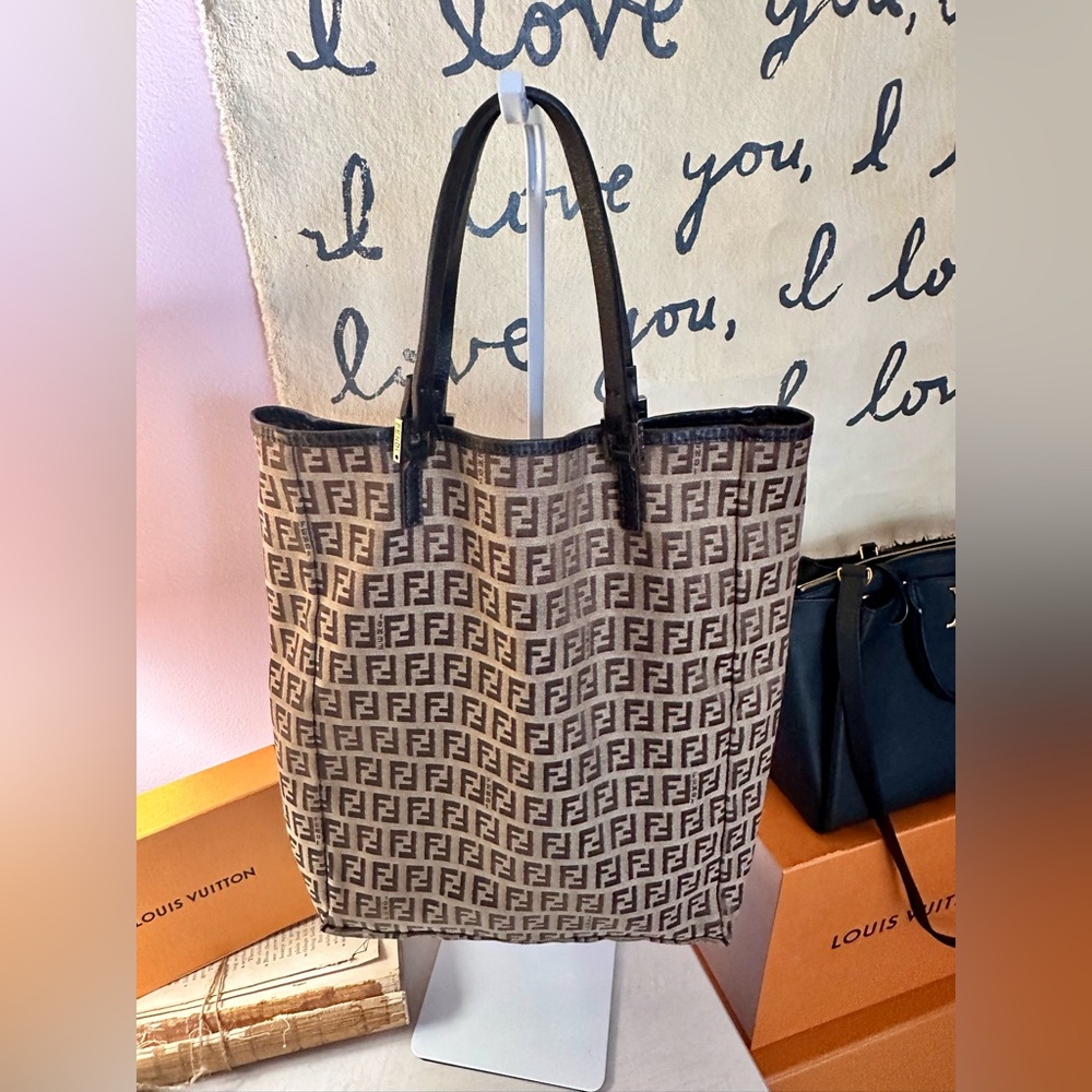 Fendi Tan and Brown Cloth Tote